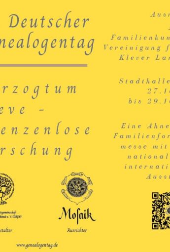 MOSAIK: 73. Deutscher Genealogentag 2023 vom 27. bis 29. Oktober in Kleve